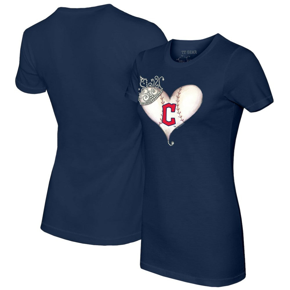 Navy Cleveland Guardians Tiny Turnip Women's Tiara Heart T-Shirt