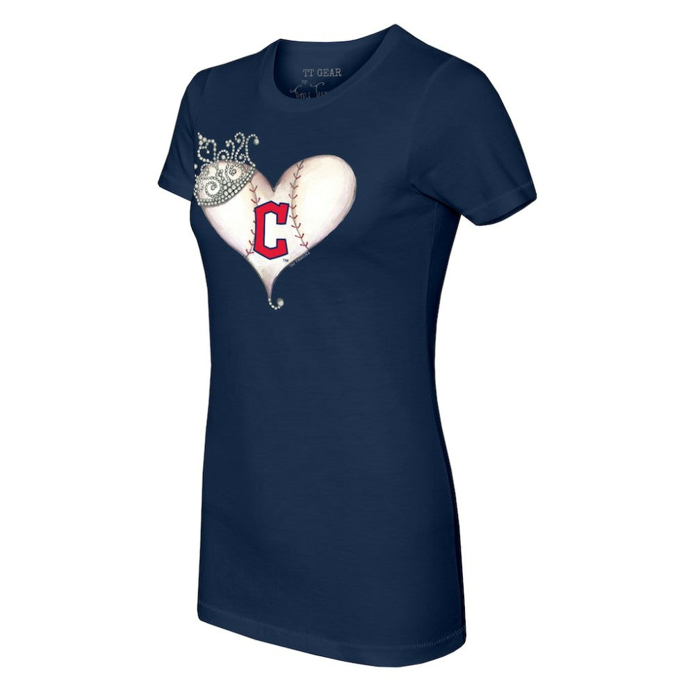 Navy Cleveland Guardians Tiny Turnip Women's Tiara Heart T-Shirt