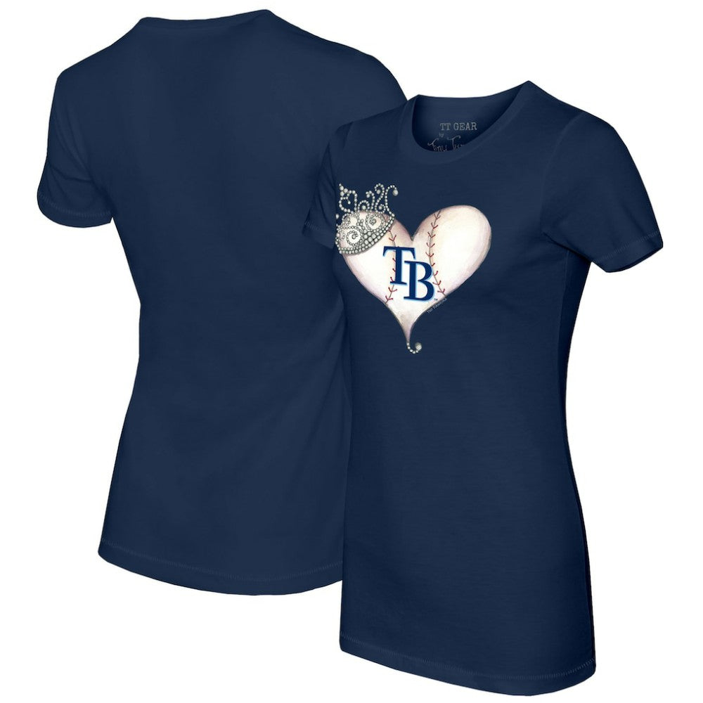 Navy Tampa Bay Rays Tiny Turnip Women's Tiara Heart T-Shirt