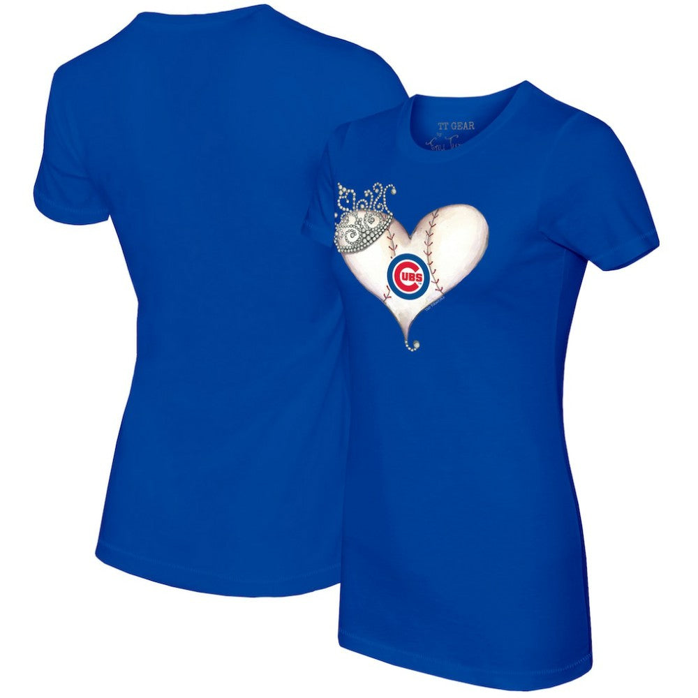 Royal Chicago Cubs Tiny Turnip Women's Tiara Heart T-Shirt