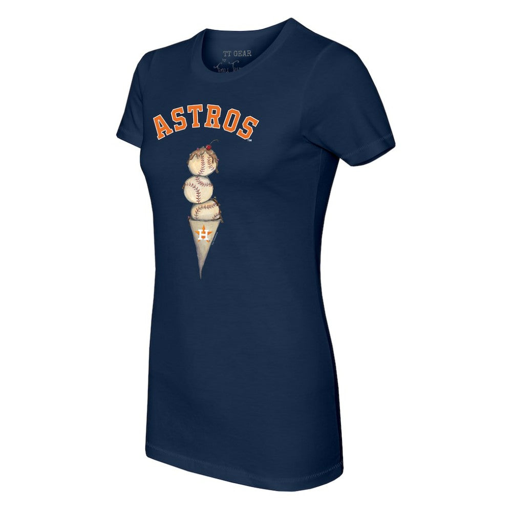 Navy Houston Astros Tiny Turnip Women's Triple Scoop T-Shirt