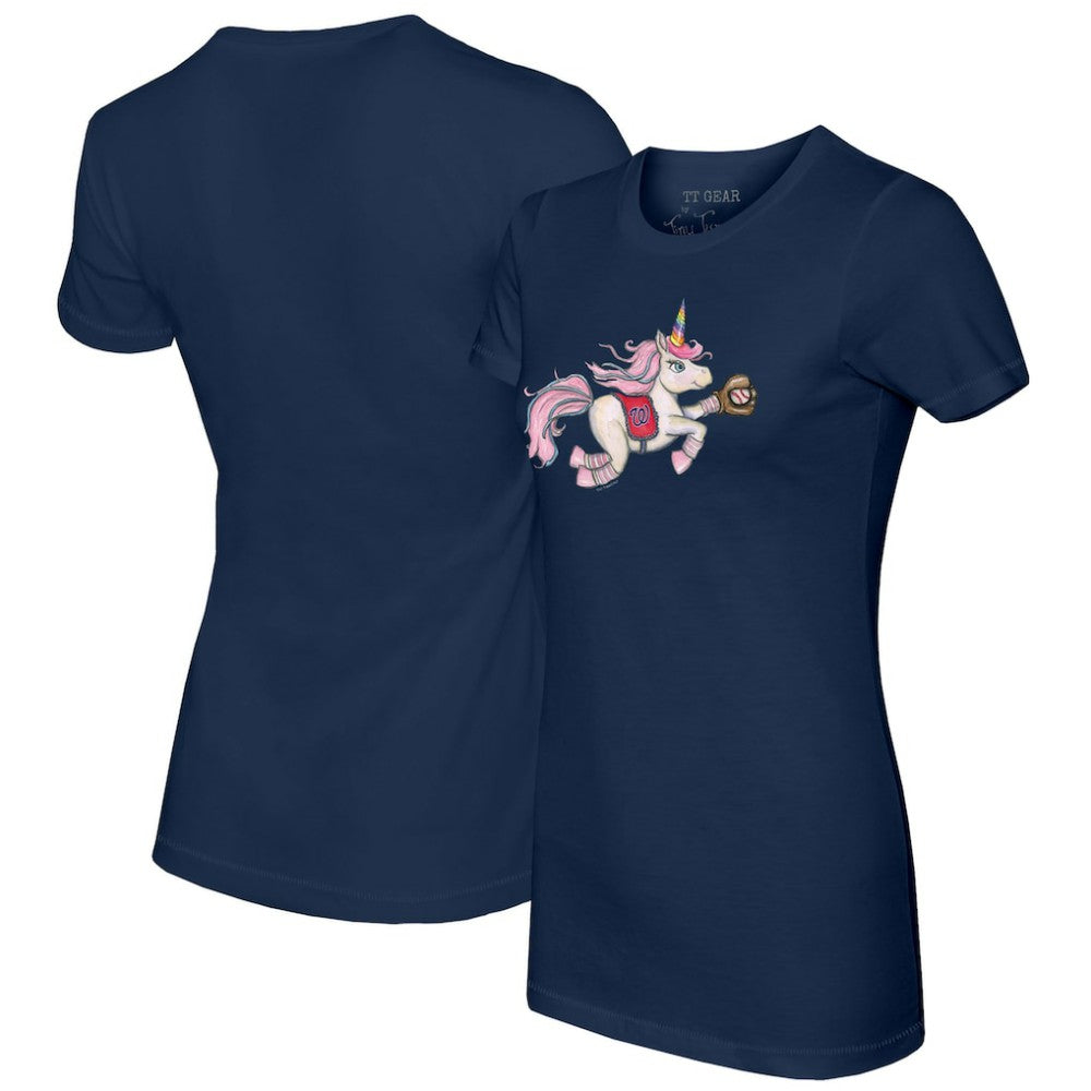 Navy Washington Nationals Tiny Turnip Women's Unicorn T-Shirt
