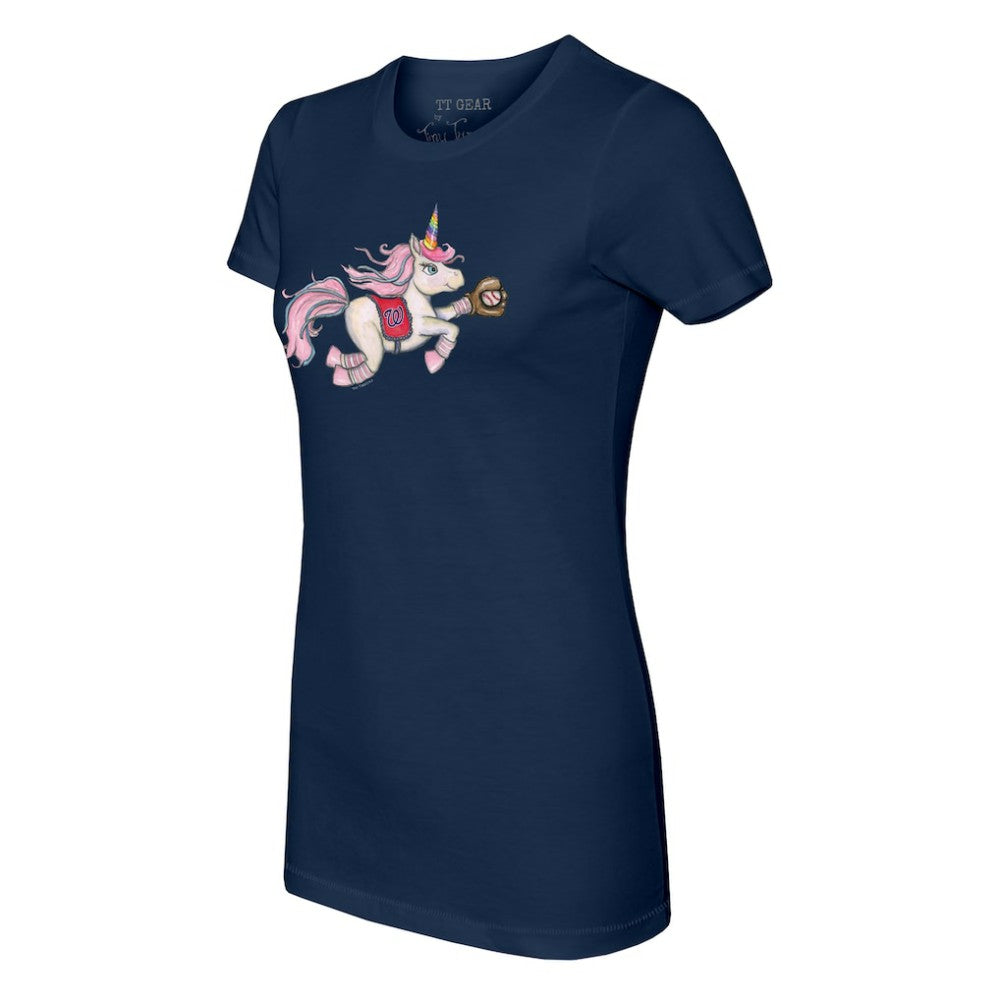 Navy Washington Nationals Tiny Turnip Women's Unicorn T-Shirt