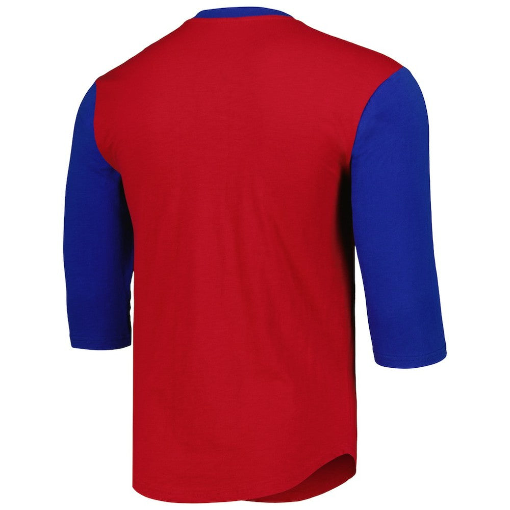 Red Chicago Cubs Mitchell & Ness Cooperstown Collection Legendary Slub Henley 3/4-Sleeve T-Shirt