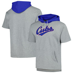 Heather Gray Chicago Cubs Mitchell & Ness Postgame Short Sleeve Pullover Hoodie