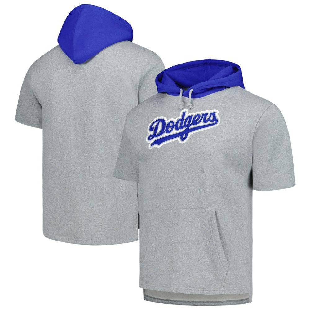 Heather Gray Los Angeles Dodgers Mitchell & Ness Postgame Short Sleeve Pullover Hoodie