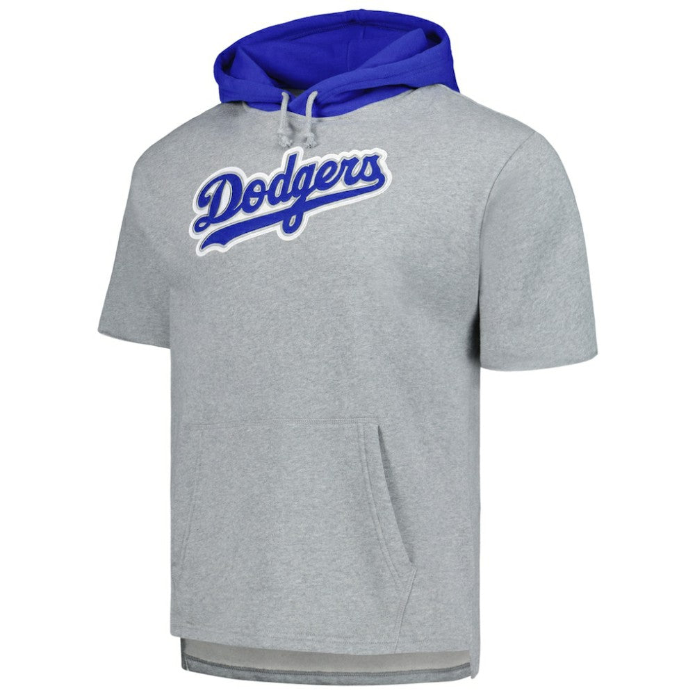 Heather Gray Los Angeles Dodgers Mitchell & Ness Postgame Short Sleeve Pullover Hoodie