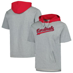 Heather Gray St. Louis Cardinals Mitchell & Ness Postgame Short Sleeve Pullover Hoodie