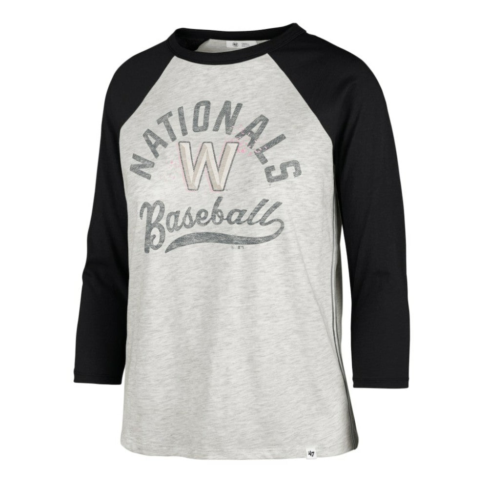 Gray Washington Nationals '47 Women's City Connect Retro Daze Ava Raglan 3/4-Sleeve T-Shirt