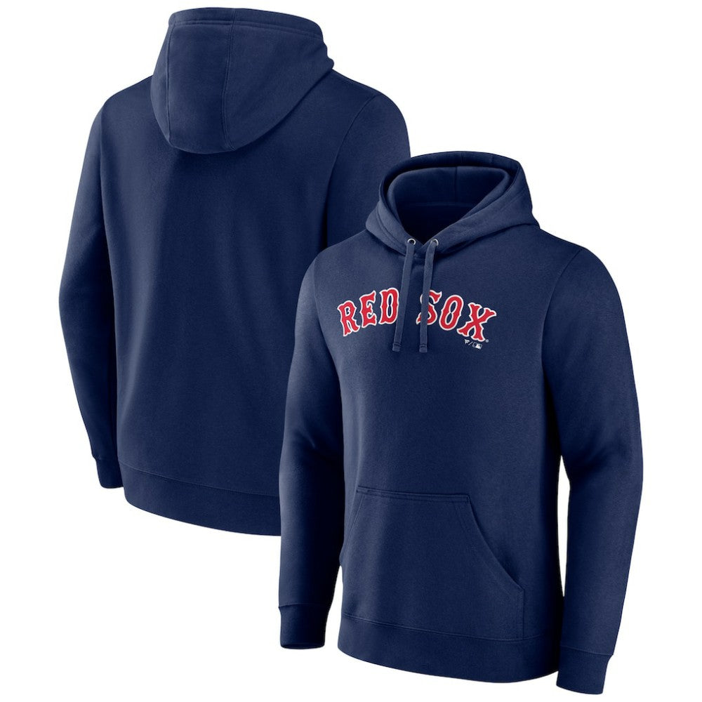 Navy Boston Red Sox Official Wordmark Fitted Pullover Hoodie