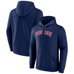 Navy Boston Red Sox Official Wordmark Fitted Pullover Hoodie