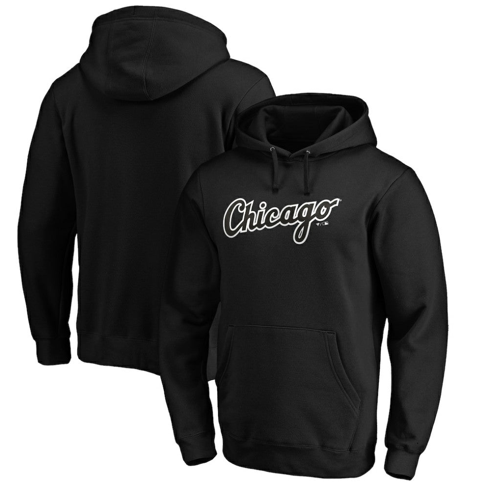 Black Chicago White Sox Official Wordmark Fitted Pullover Hoodie