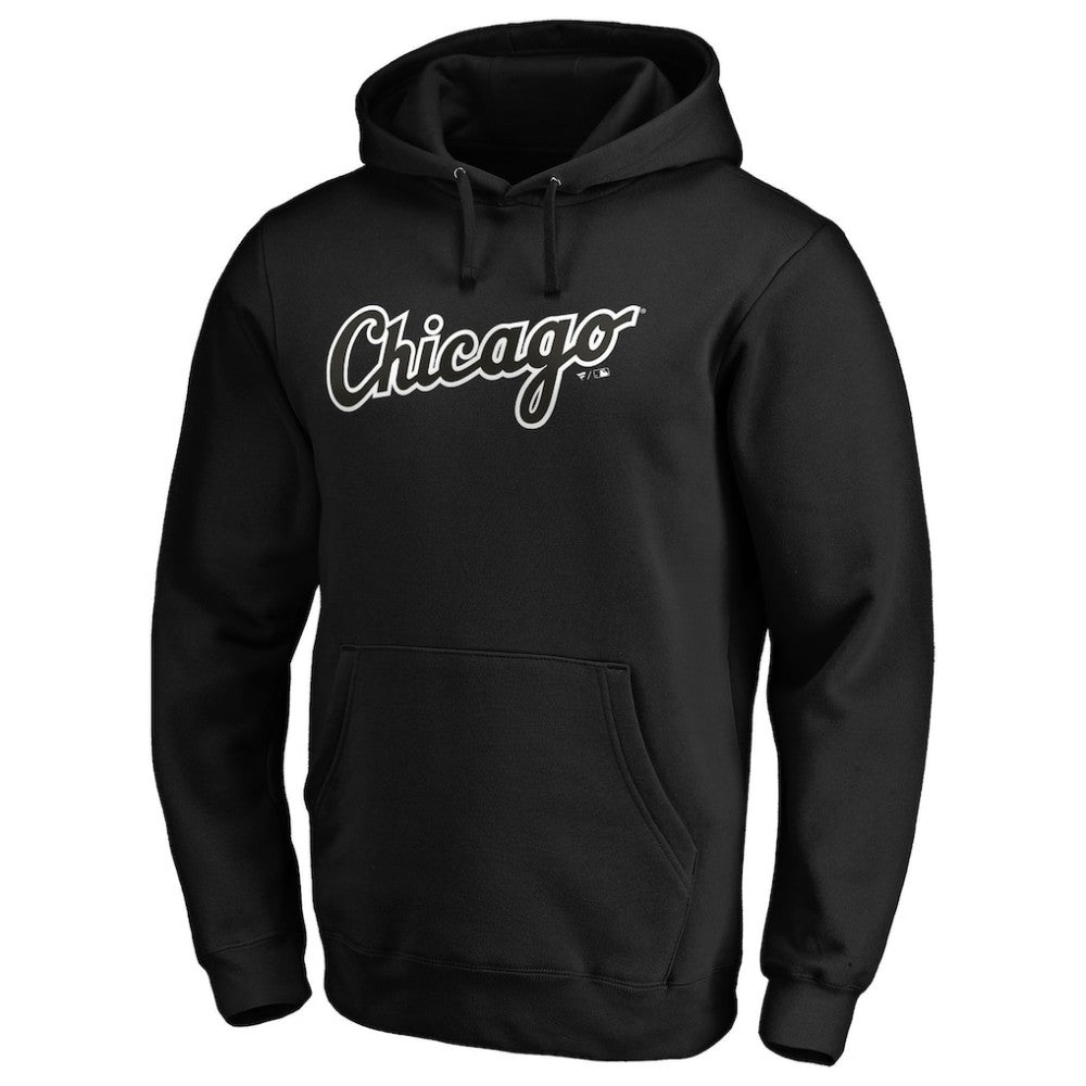 Black Chicago White Sox Official Wordmark Fitted Pullover Hoodie