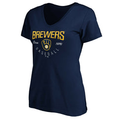 Navy Milwaukee Brewers Women's Core Live For It V-Neck T-Shirt