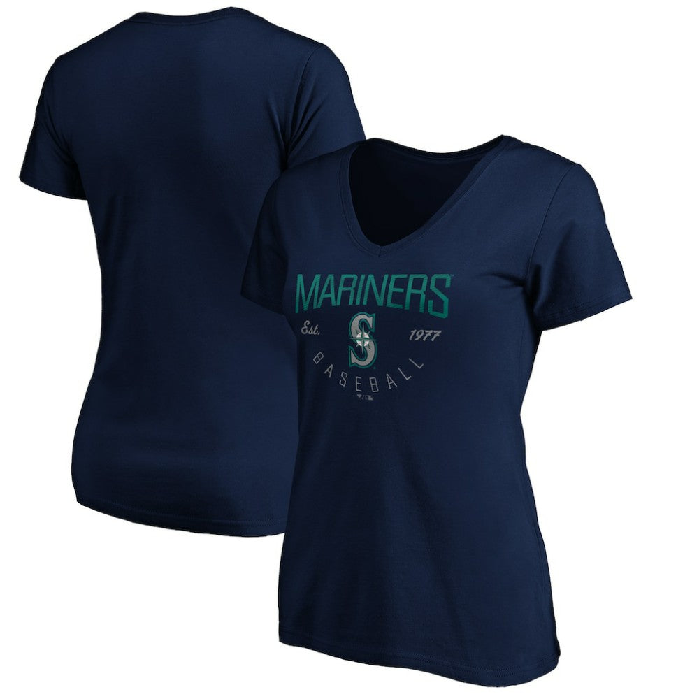 Navy Seattle Mariners Women's Core Live For It V-Neck T-Shirt