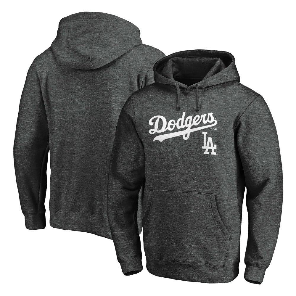 Charcoal Los Angeles Dodgers Team Lock Up Wordmark Pullover Hoodie
