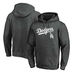 Charcoal Los Angeles Dodgers Team Lock Up Wordmark Pullover Hoodie