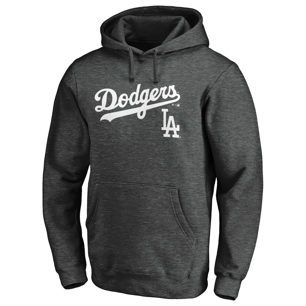 Charcoal Los Angeles Dodgers Team Lock Up Wordmark Pullover Hoodie