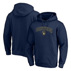 Navy Milwaukee Brewers Team Lock Up Wordmark Pullover Hoodie