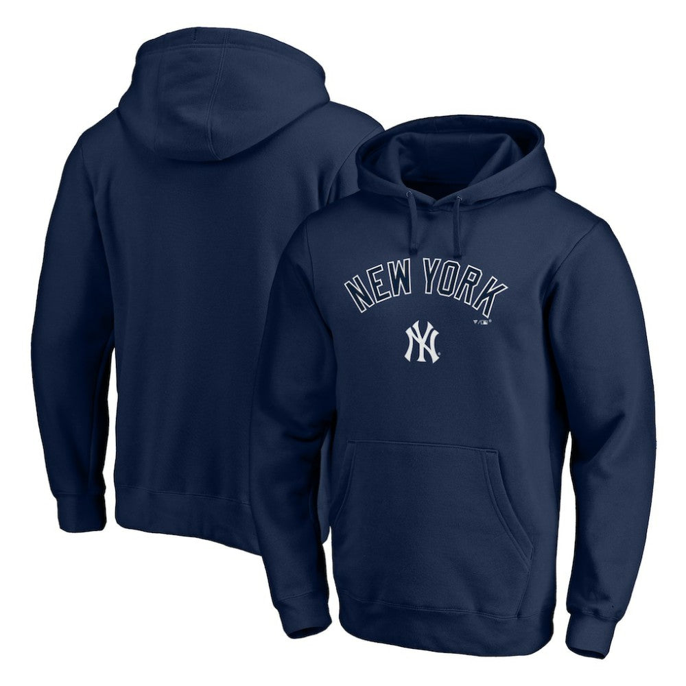 Navy New York Yankees Team Lock Up Wordmark Pullover Hoodie