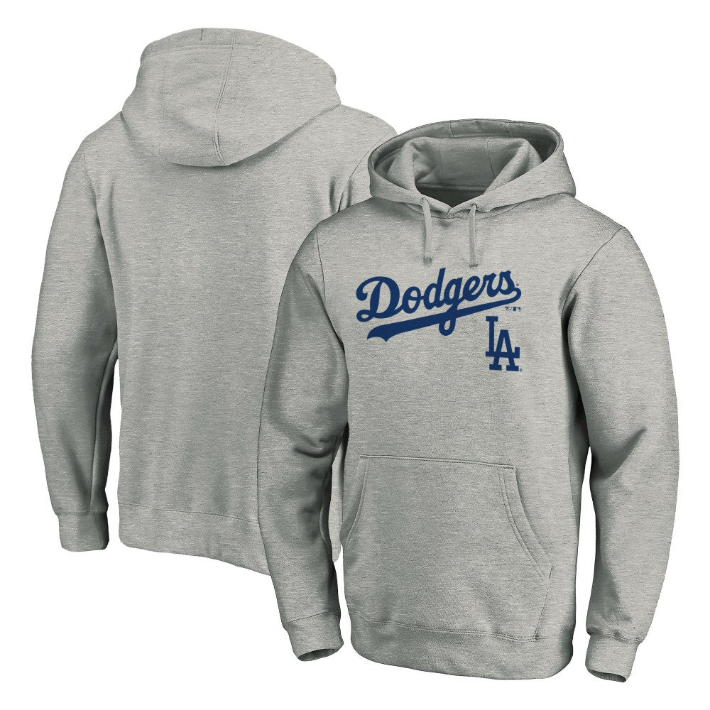 Gray Los Angeles Dodgers Team Lock Up Wordmark Pullover Hoodie