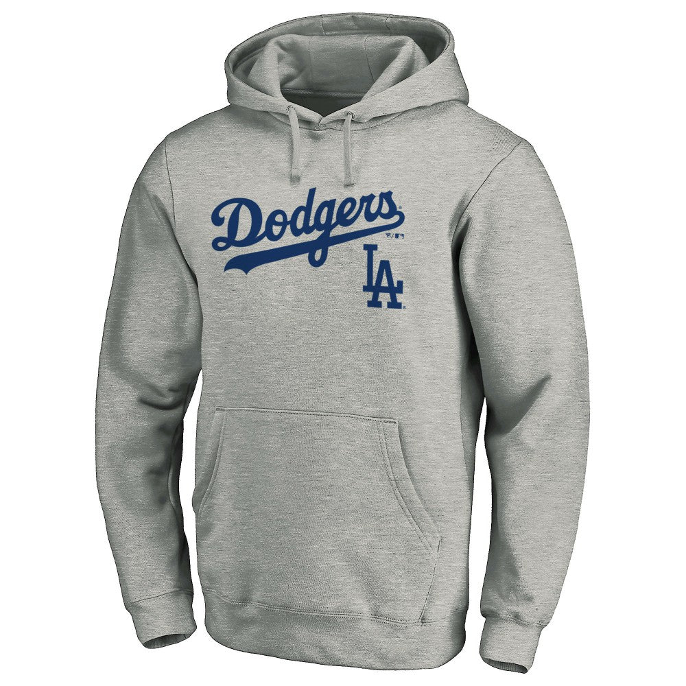 Gray Los Angeles Dodgers Team Lock Up Wordmark Pullover Hoodie