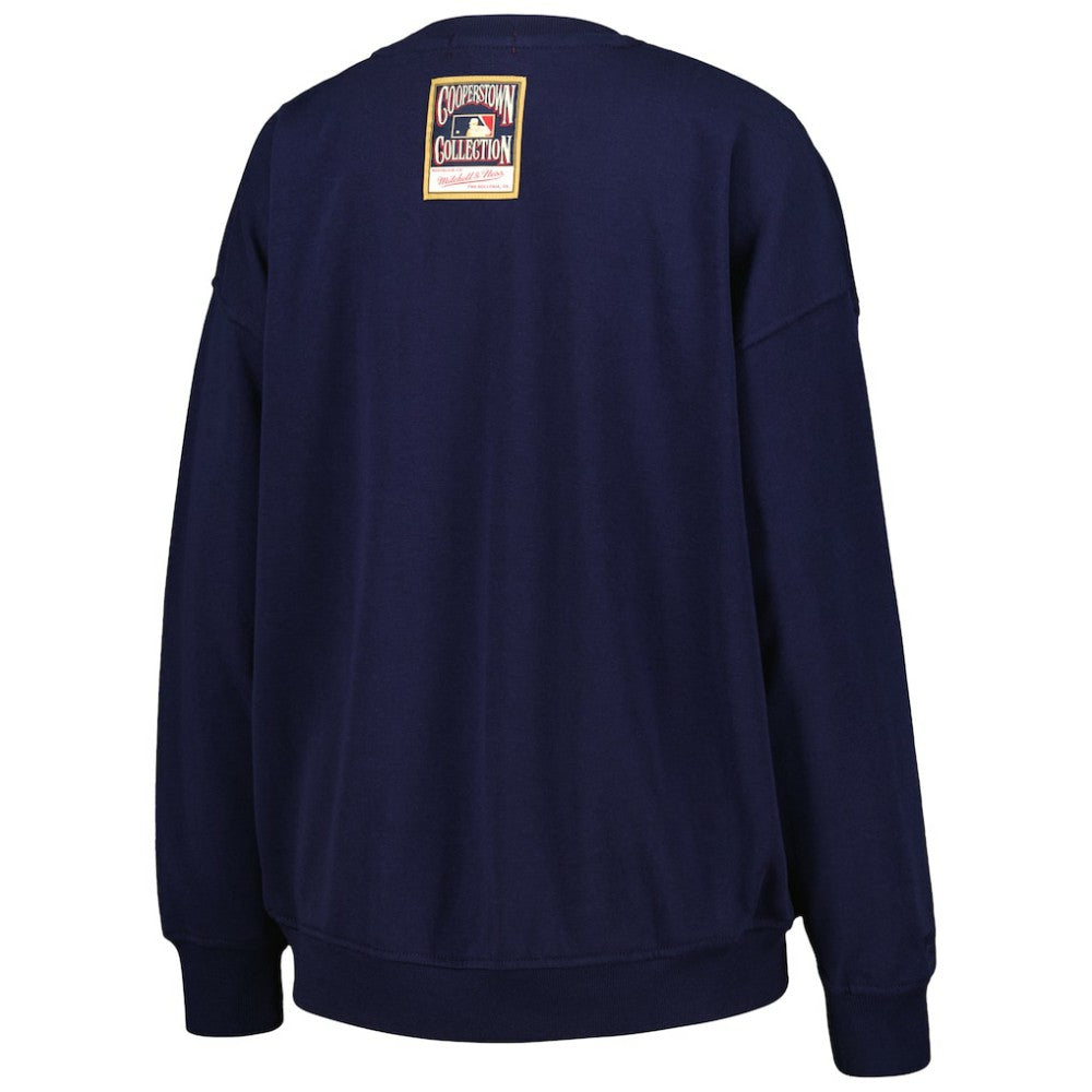 Navy Boston Red Sox Mitchell & Ness Women's Logo Lt 2.0 Pullover Sweatshirt