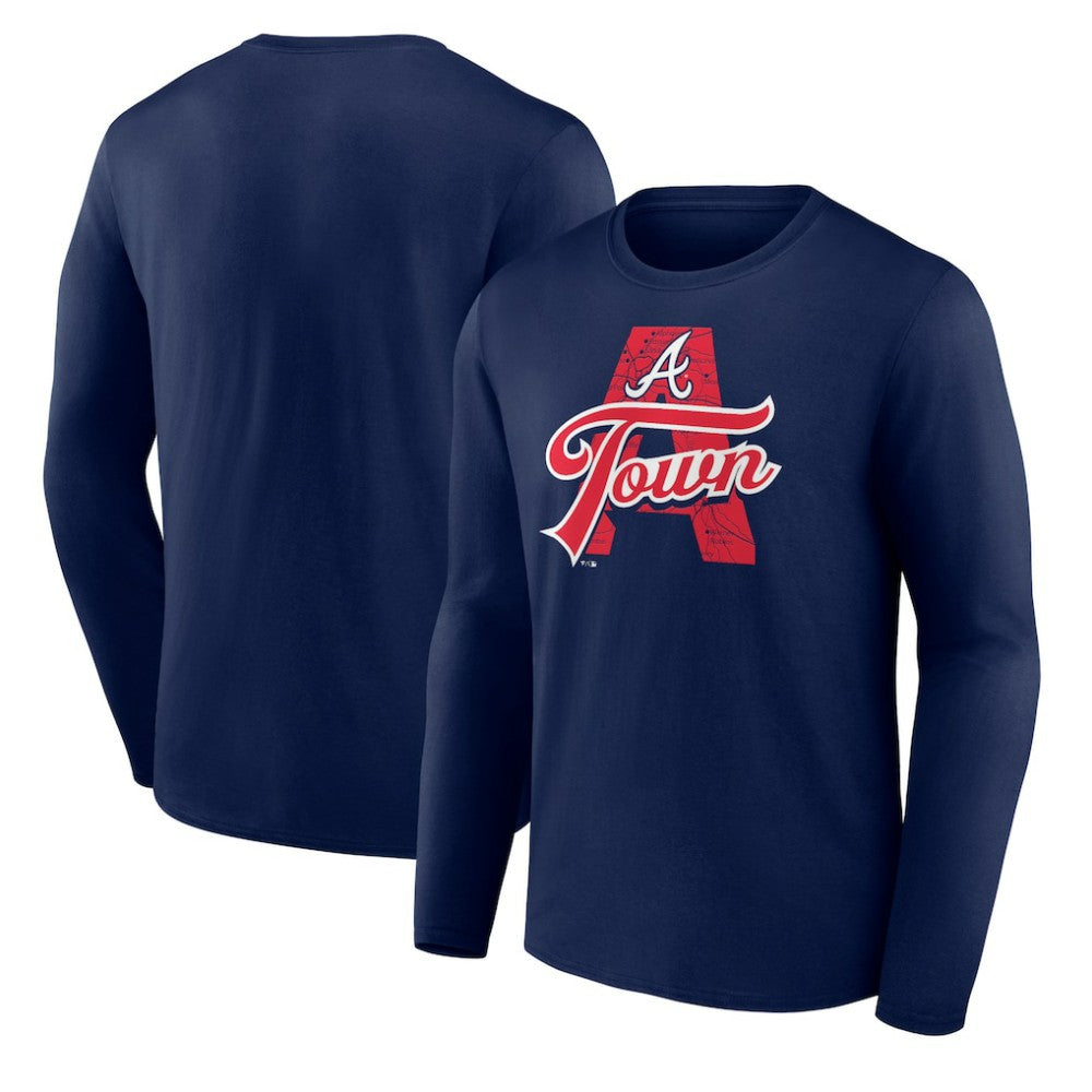 Navy Atlanta Braves Hometown Graphic Long Sleeve T-Shirt