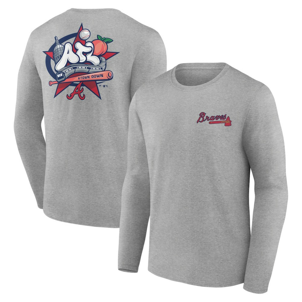Gray Atlanta Braves Nice Kicks Long Sleeve T-Shirt