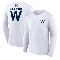White Chicago Cubs Fly the W Long Sleeve T-Shirt