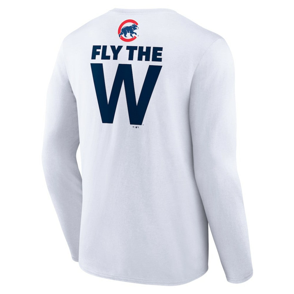 White Chicago Cubs Fly the W Long Sleeve T-Shirt