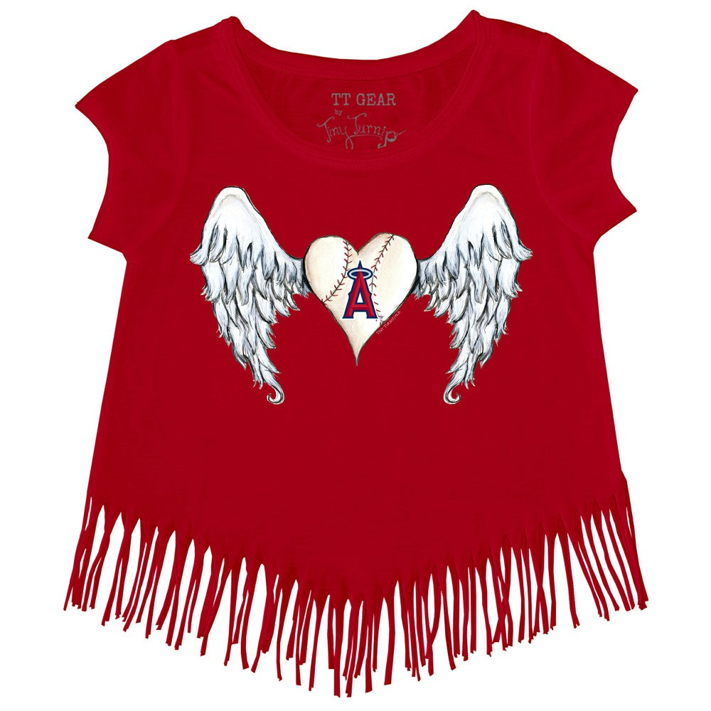 Red Los Angeles Angels Tiny Turnip Girls Youth Angel Wings Fringe T-Shirt