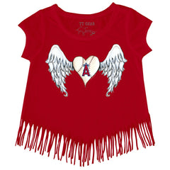 Red Los Angeles Angels Tiny Turnip Girls Youth Angel Wings Fringe T-Shirt