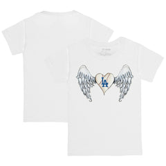 White Los Angeles Dodgers Tiny Turnip Youth Angel Wings T-Shirt