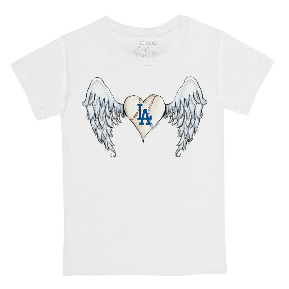 White Los Angeles Dodgers Tiny Turnip Youth Angel Wings T-Shirt