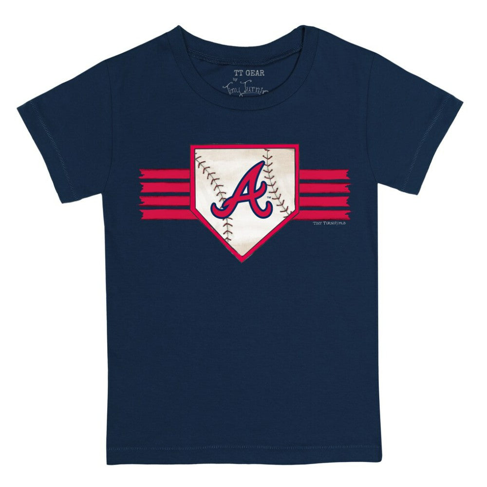 Navy Atlanta Braves Tiny Turnip Youth Base Stripe T-Shirt