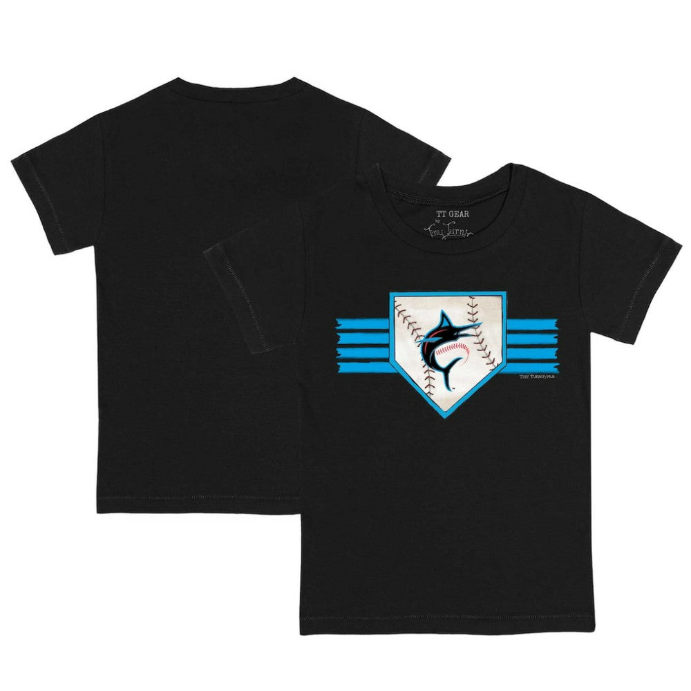Black Miami Marlins Tiny Turnip Youth Base Stripe T-Shirt