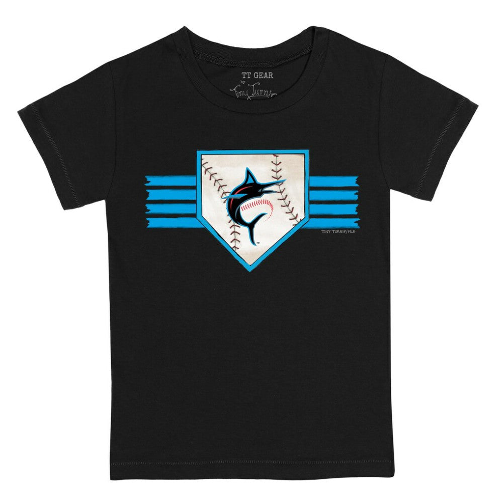 Black Miami Marlins Tiny Turnip Youth Base Stripe T-Shirt