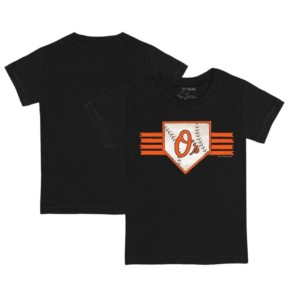 Black Baltimore Orioles Tiny Turnip Youth Base Stripe T-Shirt