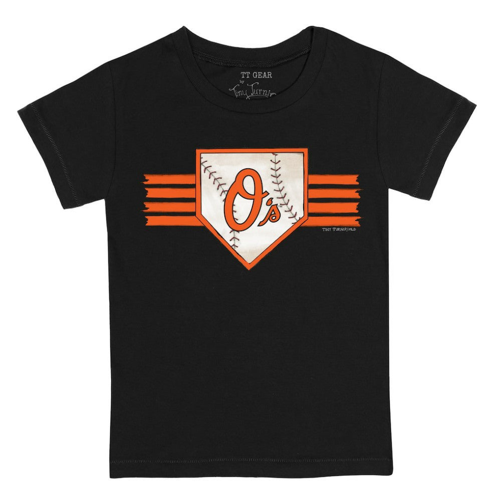 Black Baltimore Orioles Tiny Turnip Youth Base Stripe T-Shirt