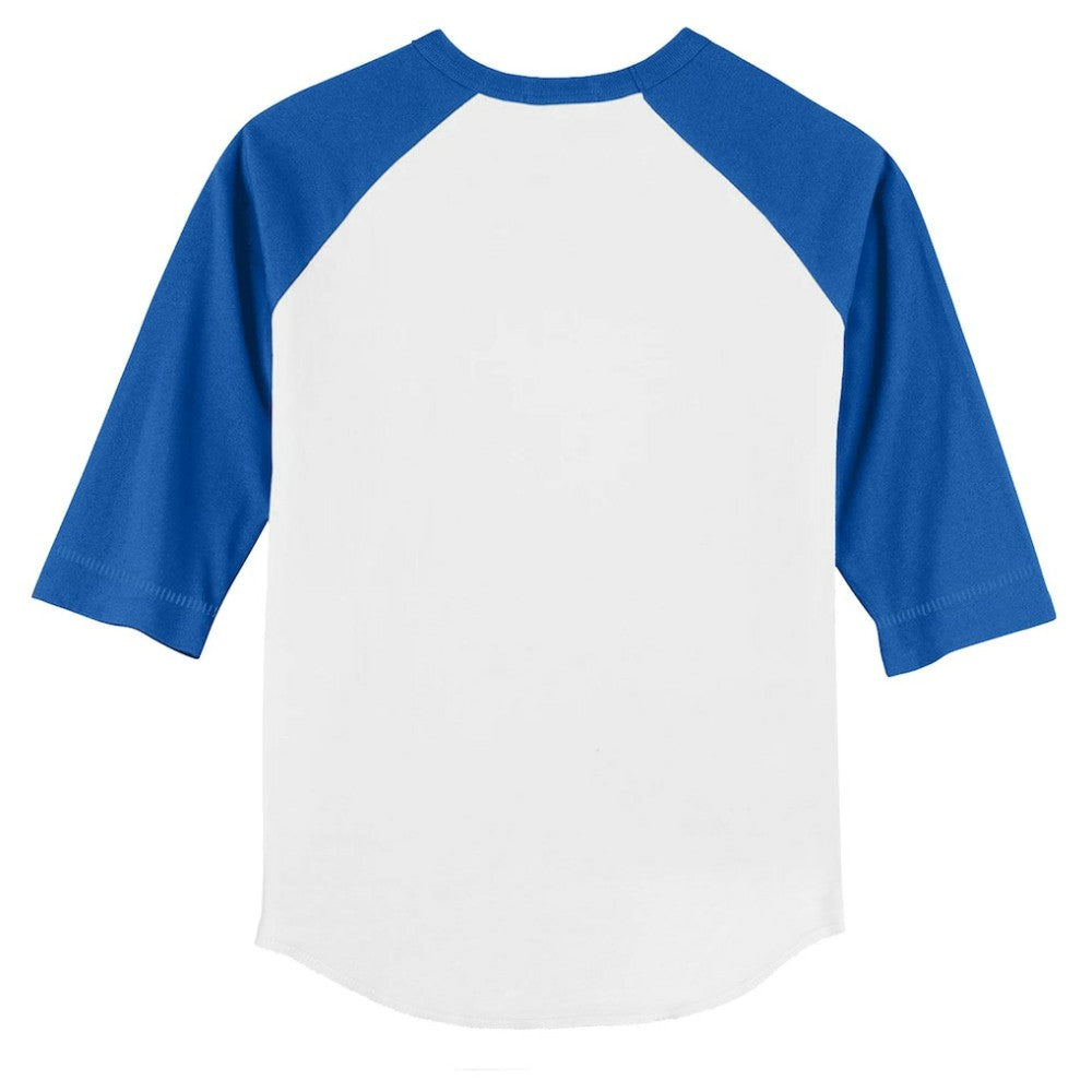 White/Royal Chicago Cubs Tiny Turnip Youth Base Stripe 3/4-Sleeve Raglan T-Shirt