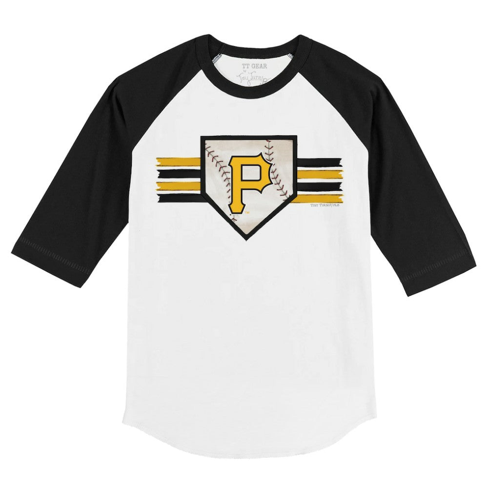 White/Black Pittsburgh Pirates Tiny Turnip Youth Base Stripe 3/4-Sleeve Raglan T-Shirt
