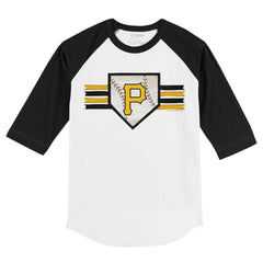 White/Black Pittsburgh Pirates Tiny Turnip Youth Base Stripe 3/4-Sleeve Raglan T-Shirt