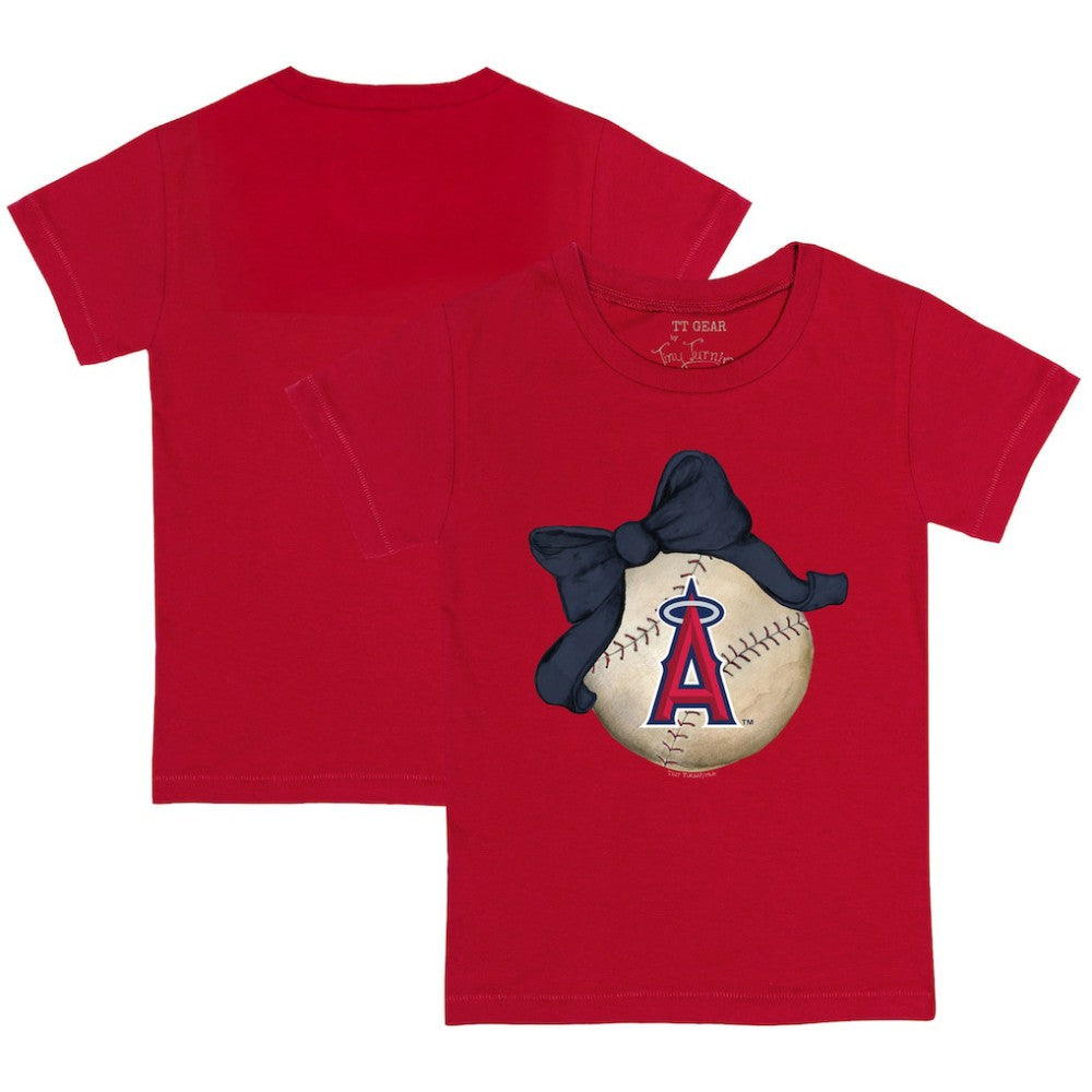 Red Los Angeles Angels Tiny Turnip Youth Baseball Bow T-Shirt