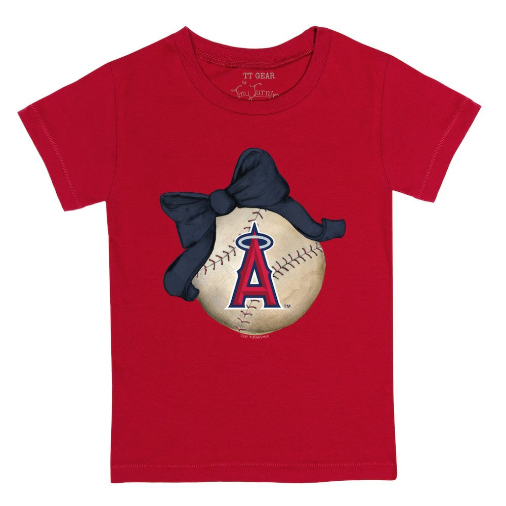 Red Los Angeles Angels Tiny Turnip Youth Baseball Bow T-Shirt