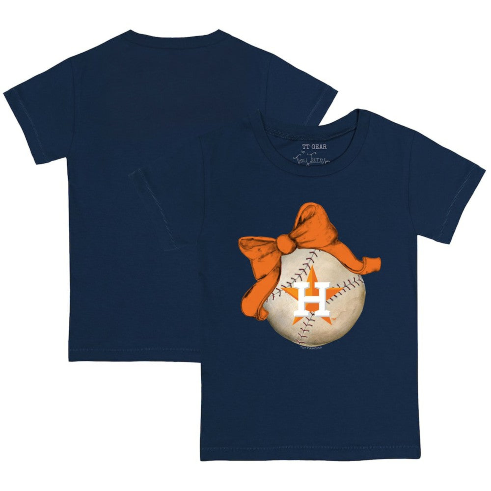 Navy Houston Astros Tiny Turnip Youth Baseball Bow T-Shirt