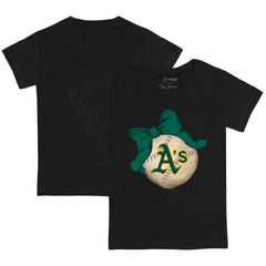 Black Athletics Tiny Turnip Youth Baseball Bow T-Shirt