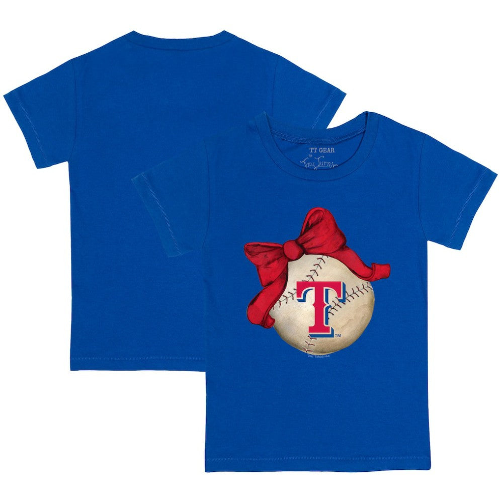 Royal Texas Rangers Tiny Turnip Youth Baseball Bow T-Shirt