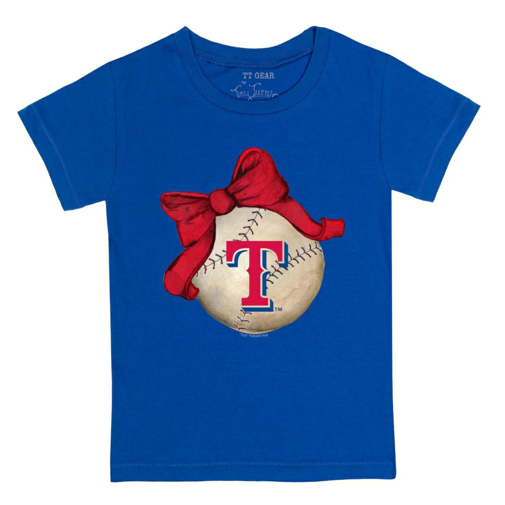 Royal Texas Rangers Tiny Turnip Youth Baseball Bow T-Shirt