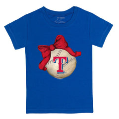 Royal Texas Rangers Tiny Turnip Youth Baseball Bow T-Shirt